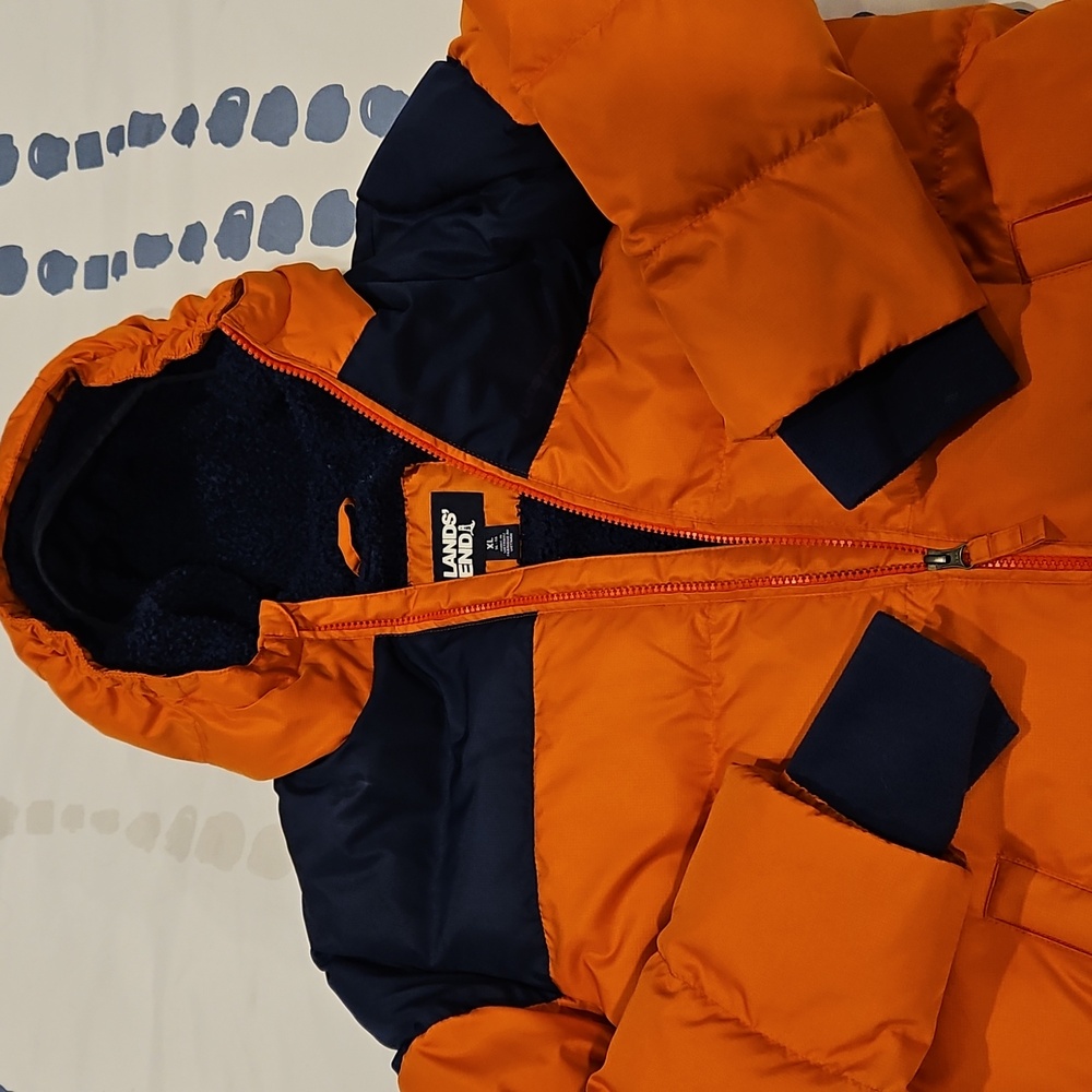 Lands End Boys XL Fleece lined hooded jacket